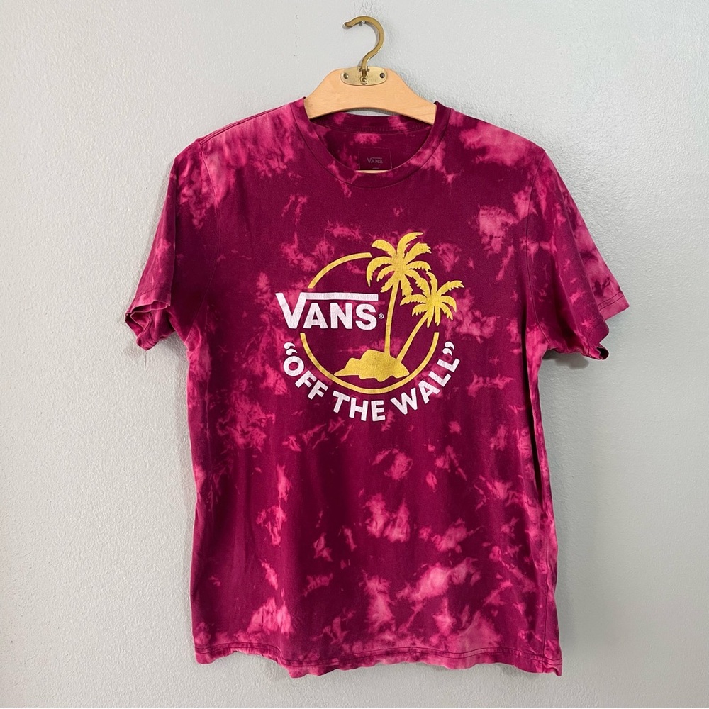 🌱5/$25🌱 Vans | Maroon Bleach-Dyed Tie-Dye Tee Shirt with Logo
